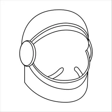 Vector illustration of an astronaut in space, line drawing, astronaut helmet Stock Illustration