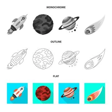 Vector illustration of astronomy and technology logo. Collection of astronomy Stock Illustration
