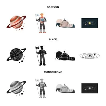 Vector illustration of astronomy and technology icon. Set of astronomy and sky イラスト素材