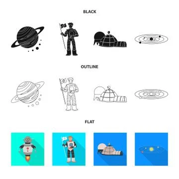 Vector illustration of astronomy and technology logo. Collection of astronomy Illustrazione stock