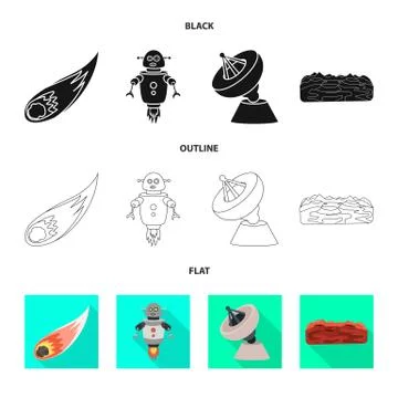 Vector illustration of astronomy and technology symbol. Collection of astronomy Illustrazione stock