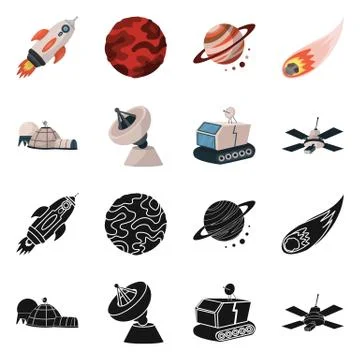 Vector illustration of astronomy and technology logo. Collection of astronomy Stock Illustration