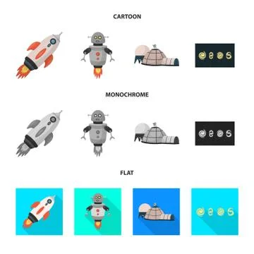 Vector illustration of astronomy and technology icon. Set of astronomy and sky イラスト素材
