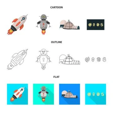 Vector illustration of astronomy and technology symbol. Set of astronomy and sky Illustrazione stock