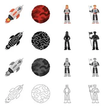 Vector illustration of astronomy and technology logo. Set of astronomy and sky Stock Illustration