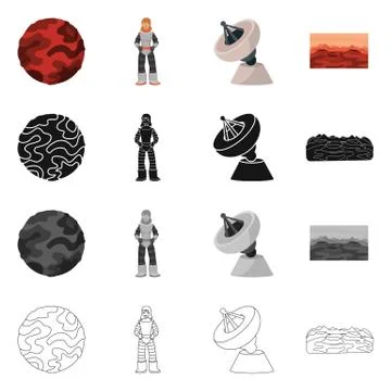 Vector illustration of astronomy and technology logo. Set of astronomy and sky Stock Illustration