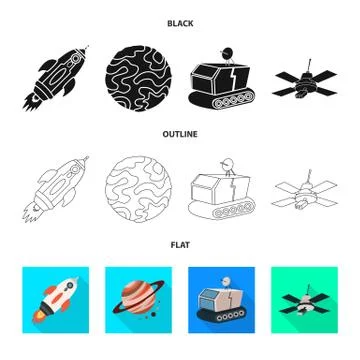 Vector illustration of astronomy and technology symbol. Collection of astronomy Stock Illustration
