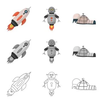 Vector illustration of astronomy and technology symbol. Set of astronomy and sky 스톡 일러스트