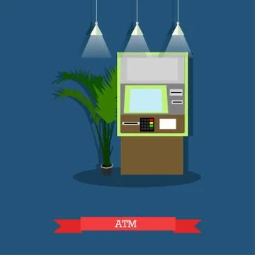 Vector illustration of ATM, flat style design Stock Illustration