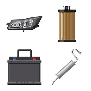 Vector illustration of auto and part sign. Set of auto and car stock symbol for Stock Illustration