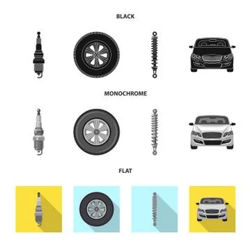 Vector illustration of auto and part logo. Set of auto and car stock vector Stock Illustration