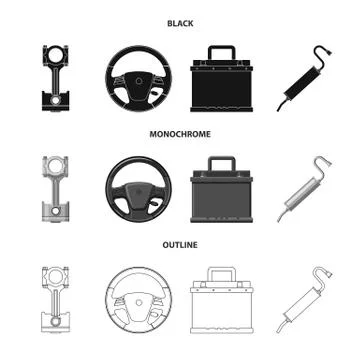 Vector illustration of auto and part symbol. Collection of auto and car vector Stock Illustration