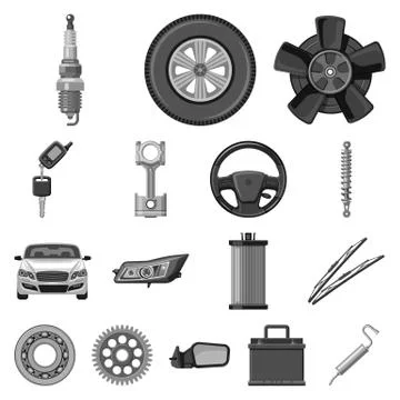 Vector illustration of auto and part symbol. Collection of auto and car stock Stock-Illustration