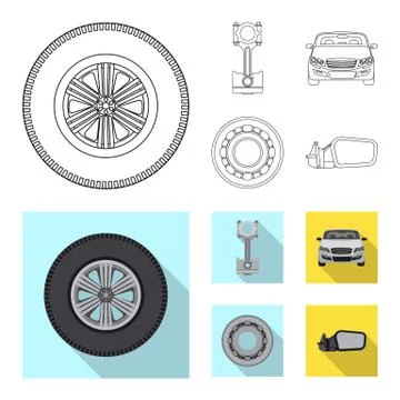 Vector illustration of auto and part symbol. Collection of auto and car stock Stock Illustration