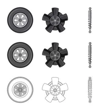 Vector illustration of auto and part sign. Collection of auto and car stock Stock Illustration