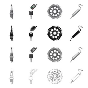 Vector illustration of auto and part logo. Set of auto and car stock symbol for Stock Illustration