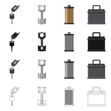 Vector illustration of auto and part sign. Collection of auto and car stock Stock Illustration