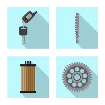 Vector illustration of auto and part logo. Set of auto and car stock symbol for Illustrazione stock