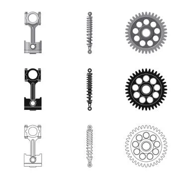 Vector illustration of auto and part symbol. Set of auto and car stock vector Stock Illustration