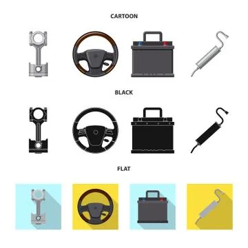Vector illustration of auto and part symbol. Set of auto and car vector icon for Stock Illustration