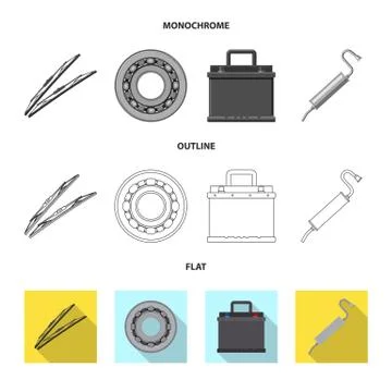 Vector illustration of auto and part sign. Set of auto and car stock vector Stock Illustration