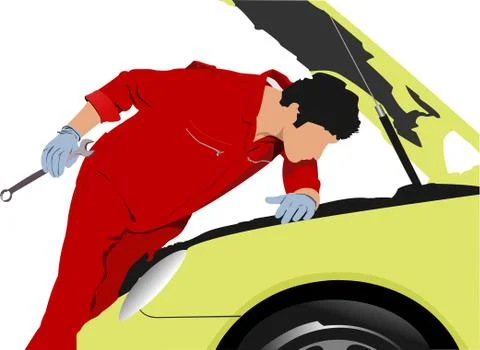 A vector illustration of an auto mechanic Stock Illustration