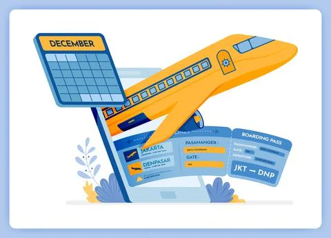 Vector illustration of auto Purchasing airline tickets is easier with mobile  Stock Illustration