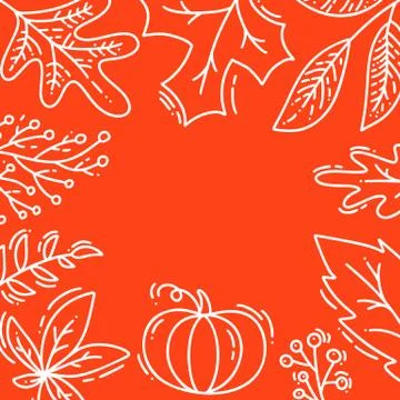 Vector illustration autumn background, tree leaves, orange backdrop, design for Stock Illustration
