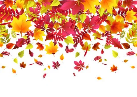 Vector illustration of autumn border background with falling leaves Stock Illustration