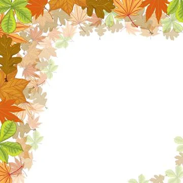 Vector illustration of autumn composition. Frame made of colorfull dried leav Stock Illustration