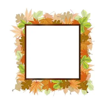 Vector illustration of autumn composition. Frame made of colorfull dried leav Stock Illustration