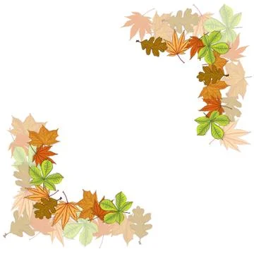 Vector illustration of autumn composition. Frame made of colorfull dried leav Stock Illustration