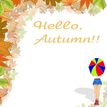 Vector illustration of autumn composition. Frame made of colorfull dried leav 스톡 일러스트