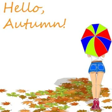 Vector illustration of autumn composition. Frame made of colorfull dried leav Stock Illustration