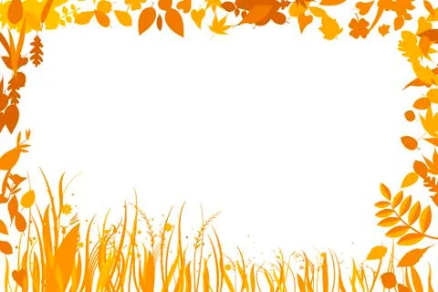Vector illustration of autumn dry leaf frame. Stock Illustration