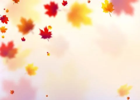 Vector illustration autumn flying red, orange, brown, yellow maple leaves Stock Illustration