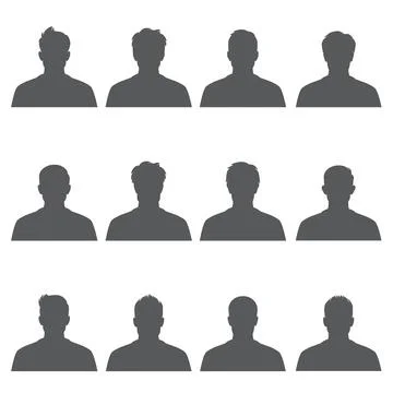 Vector illustration of avatars, profile icon, head silhouette Stock Illustration