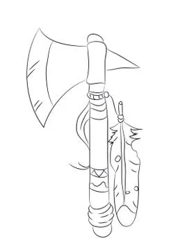 Vector illustration of an ax Indian, drawing lines Stock Illustration