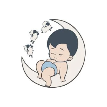 Vector illustration baby moon and sheep design Stock Illustration