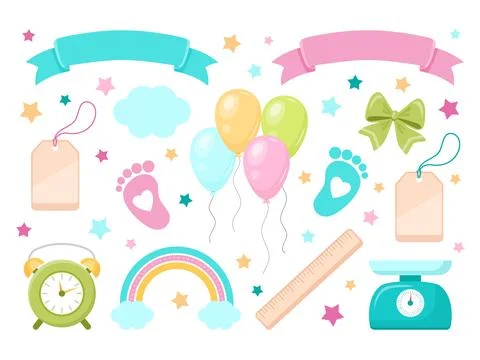 Vector illustration of baby shower elements イラスト素材