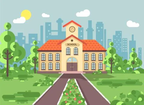Vector illustration back to school architecture two-story building with porch Ilustración de archivo
