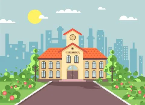 Vector illustration back to school architecture two-story building with porch Ilustración de archivo