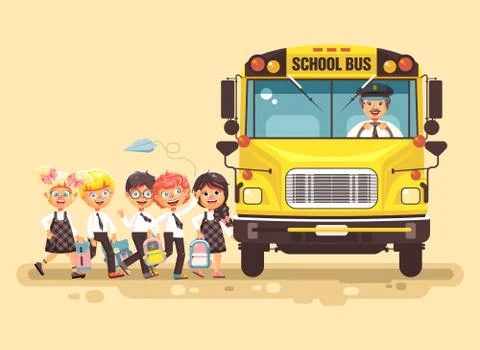 Vector illustration back to school cartoon characters schoolboy schoolgirls 스톡 일러스트