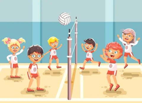 Vector illustration back to sport school children character schoolgirl schoolboy 스톡 일러스트