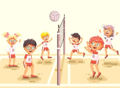 Vector illustration back to sport school children character schoolgirl schoolboy 스톡 일러스트