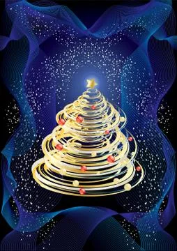 Vector illustration background of Christmas tree over blue foliage Stock Illustration