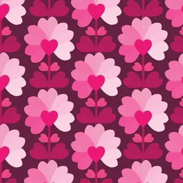 Vector Illustration of background with flowers and hearts Stock Illustration