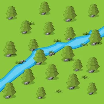 Vector illustration background image of an array of Christmas trees drawn in  Stock Illustration