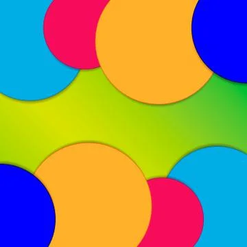 Vector illustration of a background image consisting of circles of blue, oran Stock Illustration