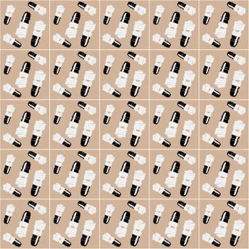 Vector illustration background image of energy-saving light bulbs in a black  Stock Illustration